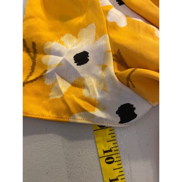 Madewell Midi Dress Yellow White Floral Print Puff Sleeve Wrap Medium - Picture 9 of 9